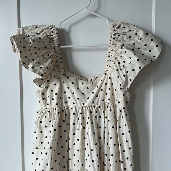 White Smock Style Dress with Embellished Sleeves - Picture 2 of 5